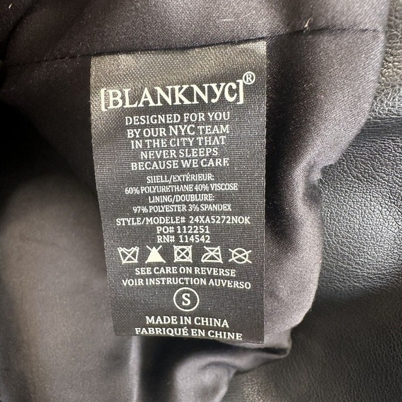 Blank NYC | Essential Faux Leather Zip Front Cropped Moto Jacket Black Small - Picture 7 of 11